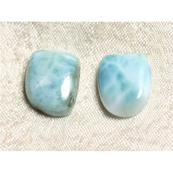 Lot 2 Cabochons Pierre semi précieuse - Larimar 17mm N19 -  4558550087515 