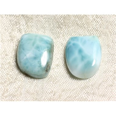 Lot 2 Cabochons Pierre semi précieuse - Larimar 17mm N19 -  4558550087515 