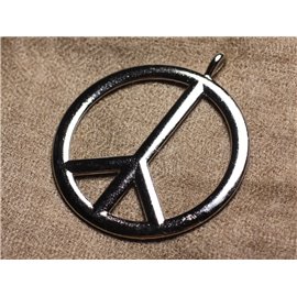 1pc - Grande ciondolo placcato argento qualità Peace and Love 55mm 4558550010254 