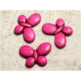 4 Stück - Türkis Perlen Synthese Schmetterlinge 35x25mm Rosa 4558550004031 