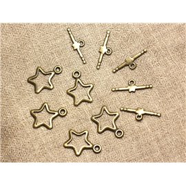 10 sets - Toogle T Star Metal Bronze Clasps 22x16mm 4558550002587 