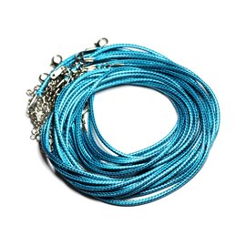 10Stk - Halsketten Halsketten 45cm gewachste Baumwolle 2mm Blau Grün Pfau - 4558550080912 