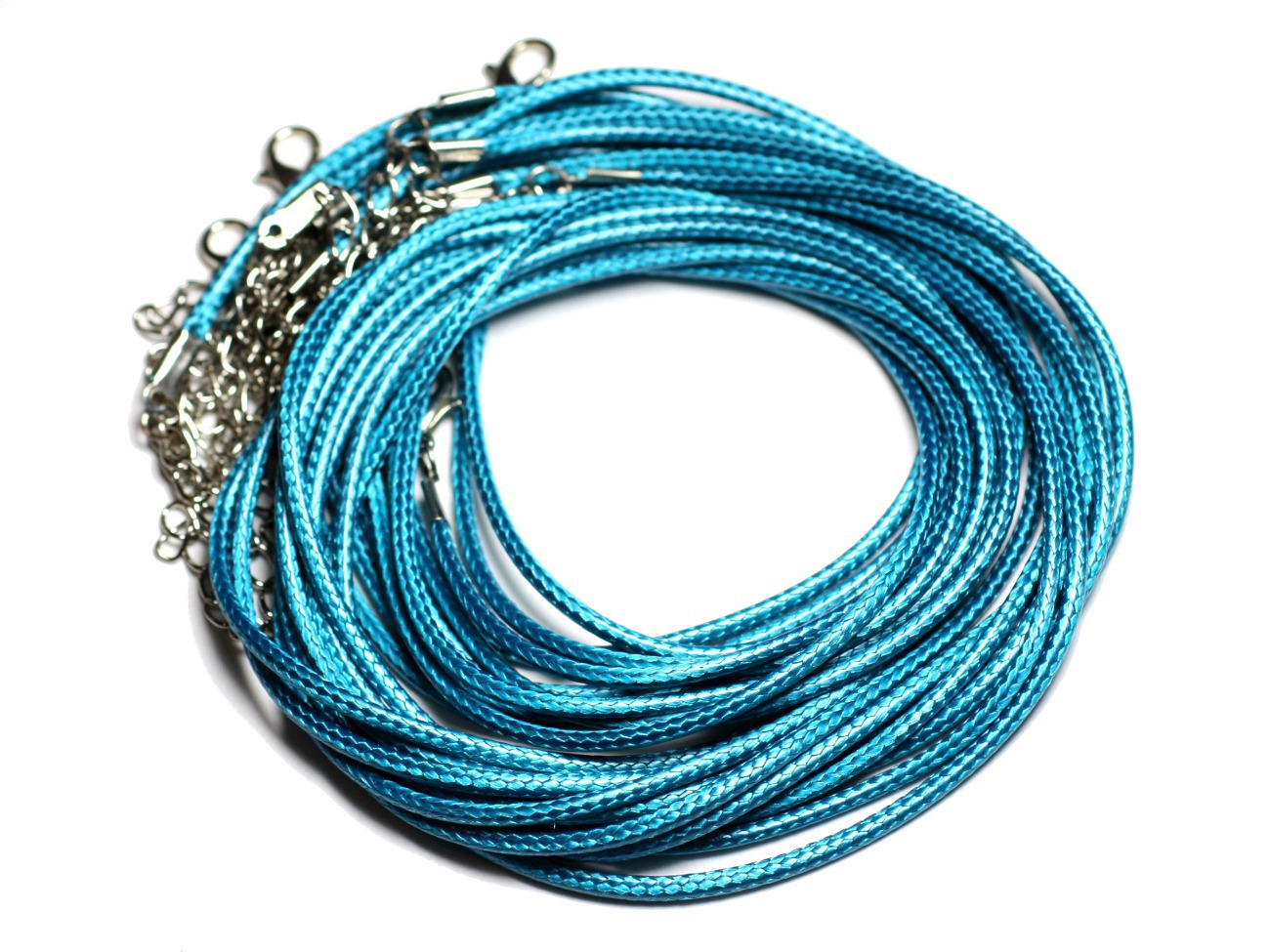 10pc - Colliers Tours de cou 45cm Coton Ciré 2mm Bleu Vert Paon - 4558550080912 