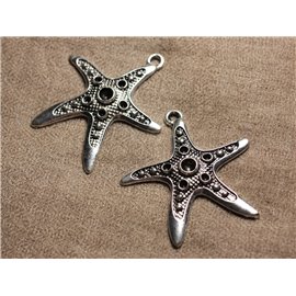 1pc - Large Star Quality Silver Plated Metal Pendant 56mm 4558550005984 