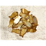 5pc - Perles Breloques Pendentifs Nacre Poissons 23mm Bronze doré   4558550000514 