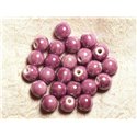 10pc - Perles Porcelaine Céramique Rose Mauve Boules 10mm   4558550009500 