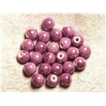 10pc - Perles Porcelaine Céramique Rose Mauve Boules 10mm   4558550009500 