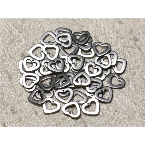 10pc - Breloques Pendentifs Acier Chirurgical 304L - Coeurs 11mm   4558550004604 