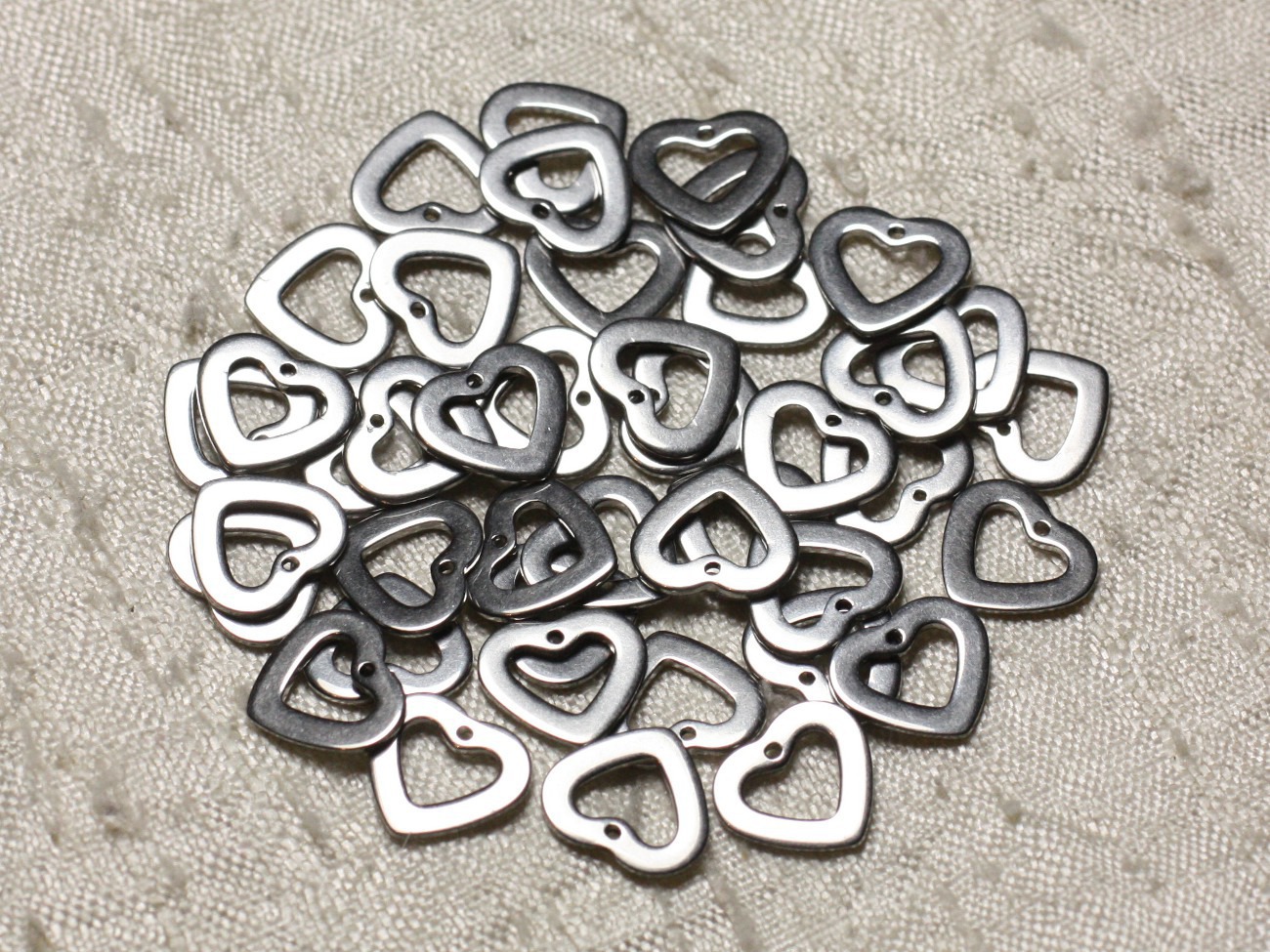 10pc - Breloques Pendentifs Acier Chirurgical 304L - Coeurs 11mm   4558550004604 