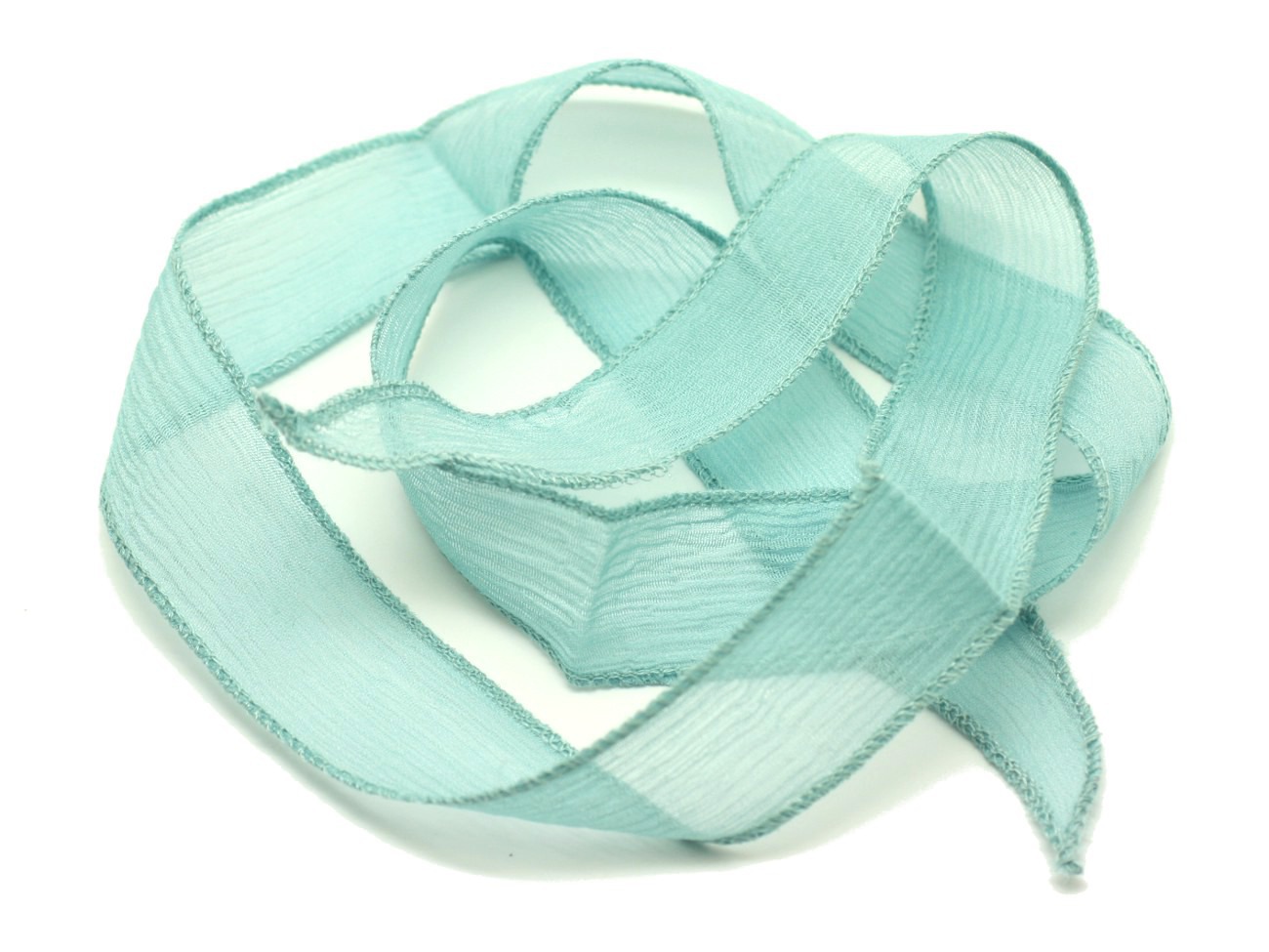 1pc - Collier Ruban Soie teint à la main 85 x 2.5cm Bleu Turquoise (ref SOIE160)   4558550001696 