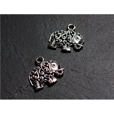 1pc - Breloque Pendentif Argent 925 Elephant 19mm - 4558550086624 