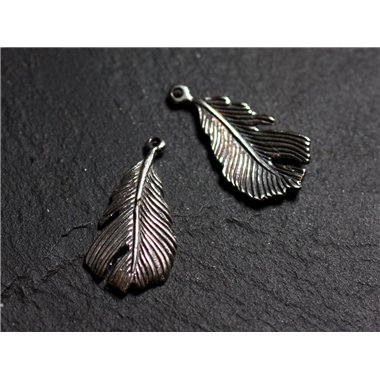 1pc - Breloque Pendentif Argent 925 Plume 23mm - 4558550086631 