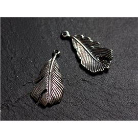 1pc - 925 Sterling Silver Feather Charm Pendant 23mm - 4558550086631 