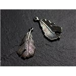 1pc - Breloque Pendentif Argent 925 Plume 23mm - 4558550086631 