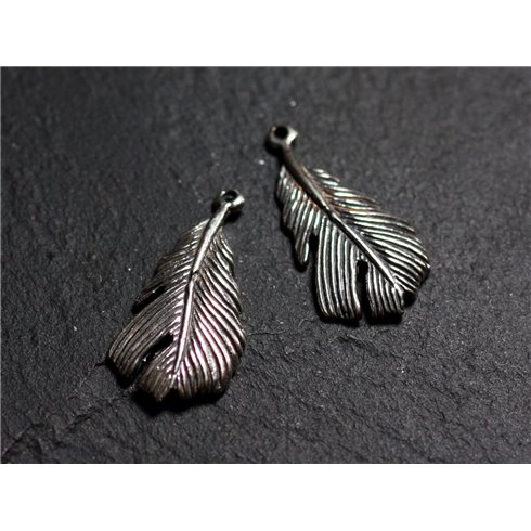 1pc - Breloque Pendentif Argent 925 Plume 23mm - 4558550086631 