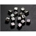 1pc - Perle Argent massif 925 Cube Zébré 9mm - 4558550086464 