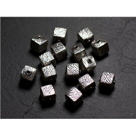 1Stk - Massives Silber Perle 925 Zebra Würfel 9mm - 4558550086464