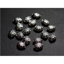 2pc - Perles Argent massif 925 Ovales Tortues 11mm - 4558550086488