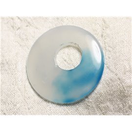 Colgante de piedra semipreciosa - Donut de ágata azul turquesa 44 mm N22 - 4558550086129 
