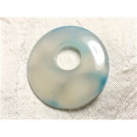 Perle Pendentif Pierre - Rond Cercle Anneau Donut Pi 45mm - Agate bleu blanc N26 - 4558550086150