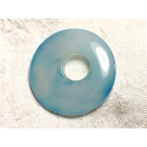 Pendentif Pierre semi précieuse - Agate Bleu Turquoise Donut 45mm N28 -  4558550086167 