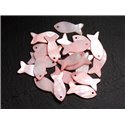 5pc - Perles Breloques Pendentifs Nacre - Poissons 23mm Rose Pastel Saumon -  4558550039880 
