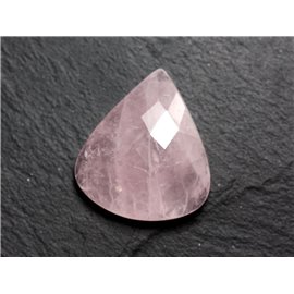 Cabochon Stone - Faceted Rose Quartz Drop 29x24mm N8 - 4558550086297 