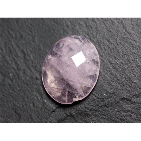 Cabochon Pierre - Quartz Rose Facetté Ovale 21x12mm N10 -  4558550086310 