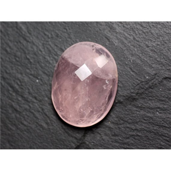 Cabochon Pierre - Quartz Rose Facetté Ovale 27x21mm N11 -  4558550086327 