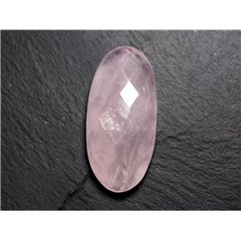 Cabochon Stone - Faceted Rose Quartz Oval 48x23mm N16 - 4558550086372 