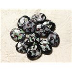 4pc - Perles en Verre Ovales 25x20mm Noir Blanc Vert Rouge   4558550005106 