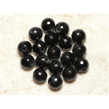 2pc - Perles de Pierre Perçage 2.5mm - Obsidienne Boules Facettées 10mm -  4558550012166 