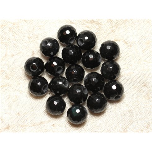 2pc - Perles de Pierre Perçage 2.5mm - Obsidienne Boules Facettées 10mm -  4558550012166 