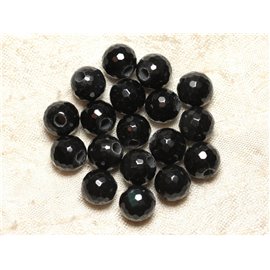 2Stk - Steinperlen Bohren 2,5mm - Obsidian Facettierte Kugeln 10mm - 4558550012166 