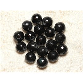 2pc - Stone Beads Drill 2.5mm - Obsidian Faceted Balls 10mm - 4558550012166 