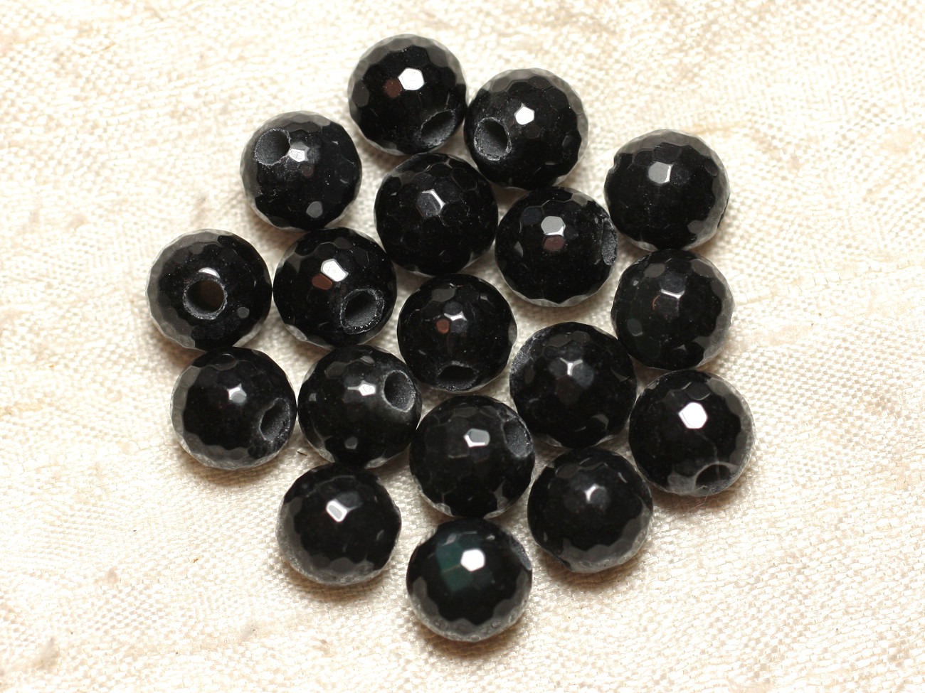 2pc - Perles de Pierre Perçage 2.5mm - Obsidienne Boules Facettées 10mm -  4558550012166 