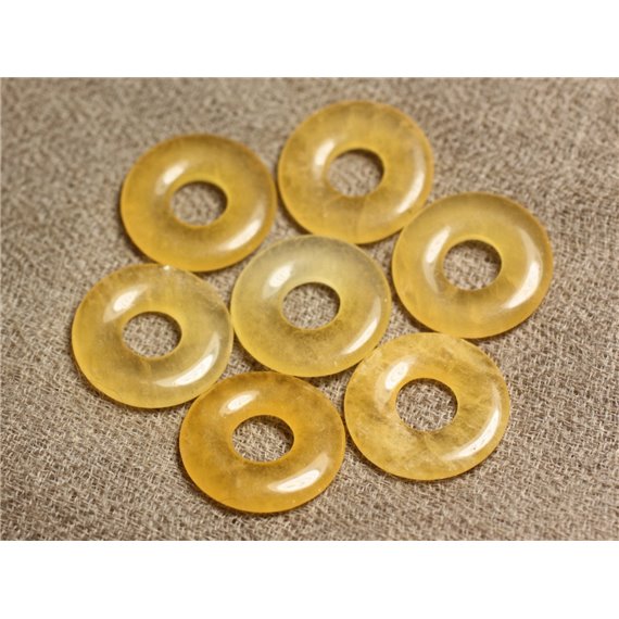 1pc - Pendentif Pierre semi précieuse - Calcite Jaune Donut 20mm   4558550012470 