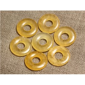 1pc - Semi Precious Stone Pendant - Yellow Calcite Donut 20mm 4558550012470 