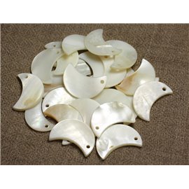 5pc - Abalorios de colgante de luna de nácar blanco 22 mm 4558550013415 