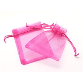 10Stk - Taschen Geschenkbeutel Schmuck Stoff Organza 10x8cm Pink Fuchsia - 4558550012173