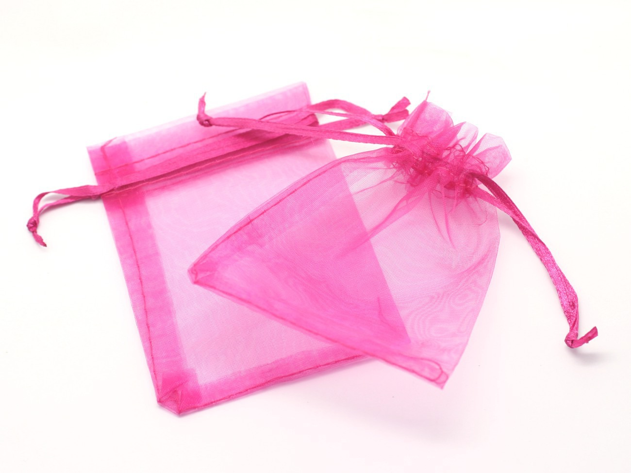 10pc - Sacs Pochettes Cadeaux Bijoux Tissu Organza 10x8cm Rose Fuchsia - 4558550012173