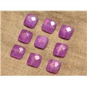 2pc - Perles de Pierre - Jade Carrés Facettés 14mm Violet Rose Mauve - 4558550019554