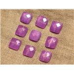 2pc - Perles de Pierre - Jade Carrés Facettés 14mm Violet Rose Mauve - 4558550019554
