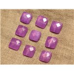 2pc - Perles de Pierre - Jade Carrés Facettés 14mm Violet Rose -  4558550019554 