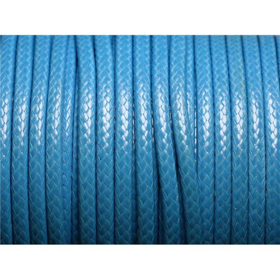 3 mètres - Cordon Coton Ciré 3mm Bleu Azur -  4558550004819 