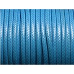 3 metres - Fil Corde Cordon Coton Ciré 3mm Bleu Turquoise Azur - 4558550004819
