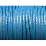 3 mètres - Cordon Coton Ciré 3mm Bleu Azur -  4558550004819 