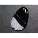 Pendentif en Pierre - Agate et Quartz Noir et Blanc Goutte 59mm N35 - 4558550085832 