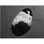 Pendentif en Pierre - Agate et Quartz Noir et Blanc Goutte 59mm N38 - 4558550085863 