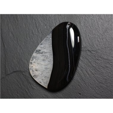 Pendentif en Pierre - Agate et Quartz Noir et Blanc Goutte 58mm avec imperfection N39 - 4558550085870 